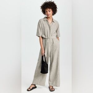 Z Supply Ellora Short Sleeve Jumpsuit In Cream/Black Size XS